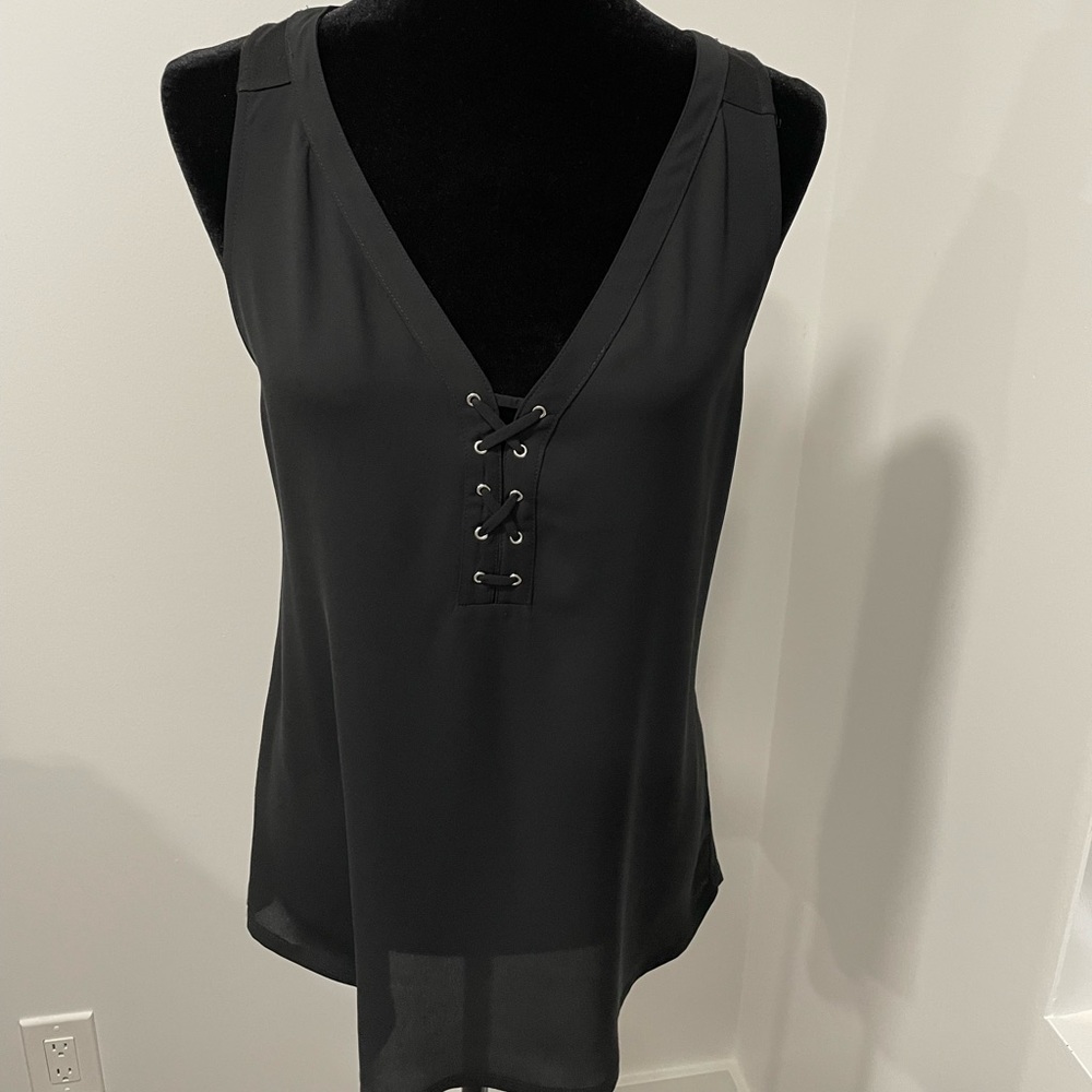 Express Black Lace Up Tank Top - Picture 5 of 10
